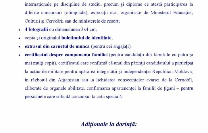  In the attention of admission’s candidates/ În atenția candidaților la admitere!